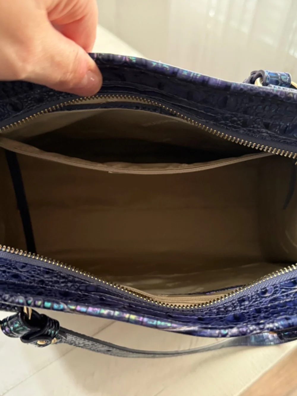 Brahmin Melbourne Croc Embossed Leather- BLUESTONE OMBRE MELBOURNE